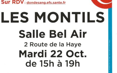 22/10 – Don du sang à partir de 15h à 19h (sur inscriptions)