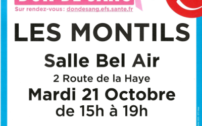 21/10 – Collecte de sang, Salle Bel Air de 15 à 19h